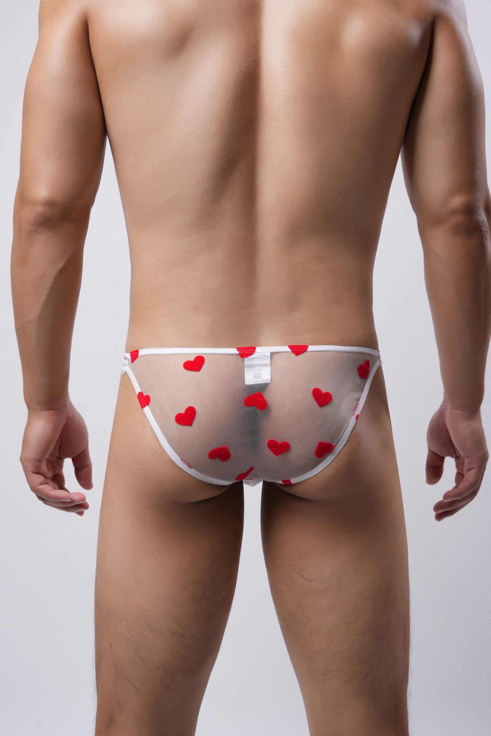 Mesh Brief — Heart Logo Series: No. 1 — White Mesh + White Waistband + White Heart - Image 7