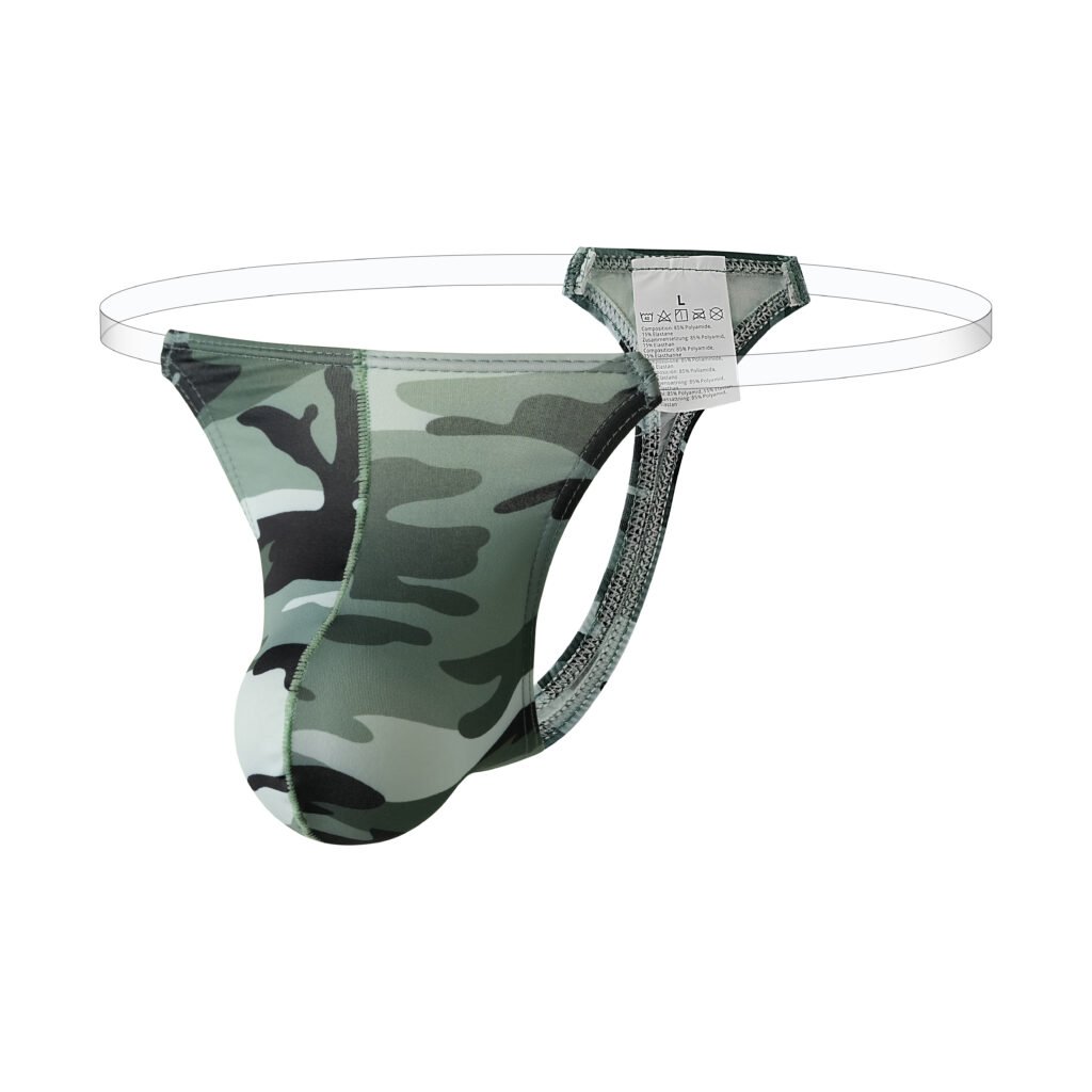 Transparent Waistband Thong Series (Cyan Camouflage)