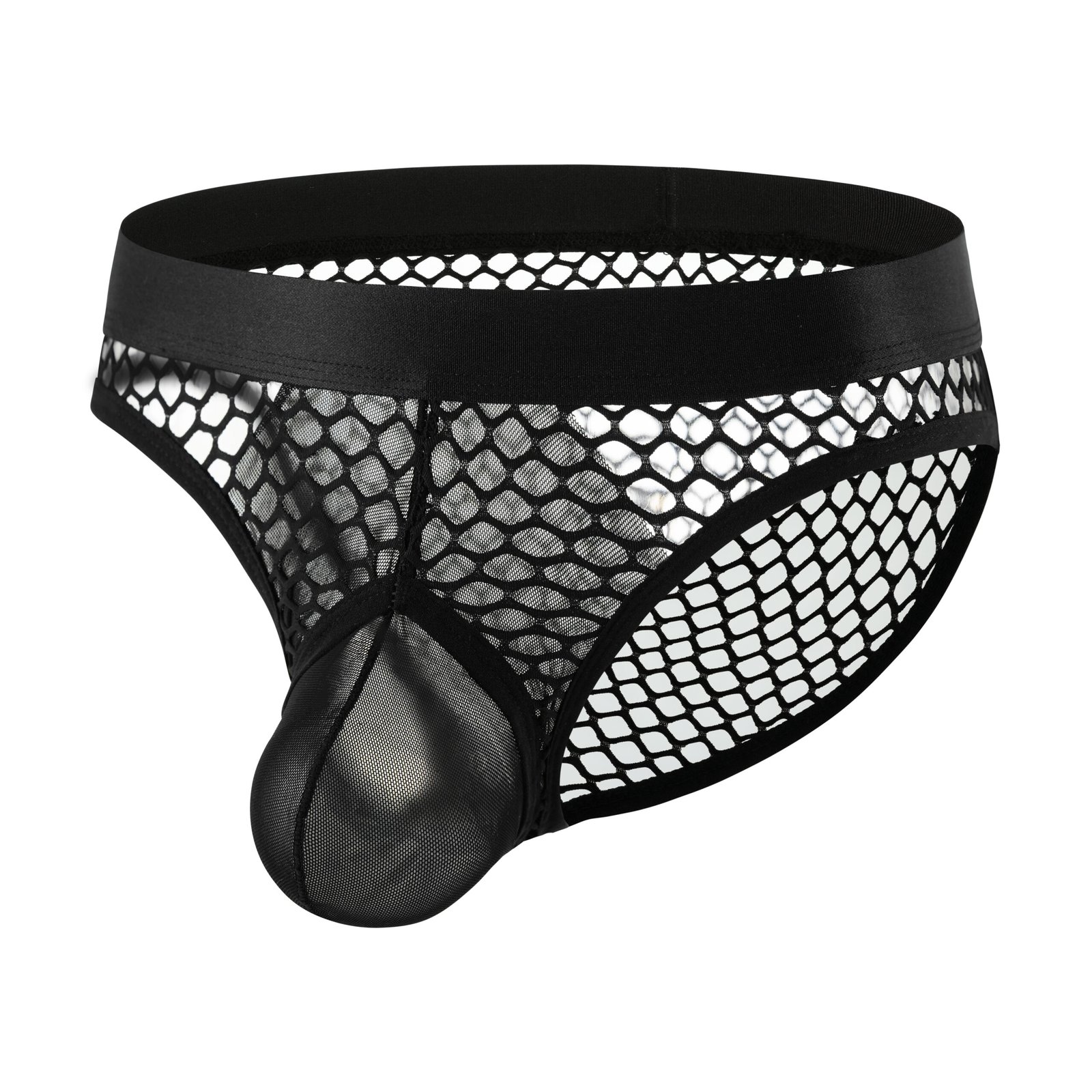 Mesh Briefs with Sheer Pouch — Series Overview-Black